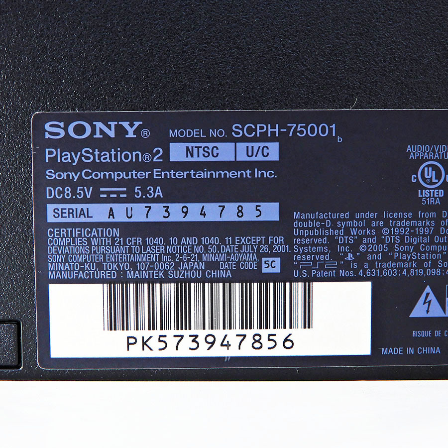 北米版 PS2本体 薄型 SCPH-75001